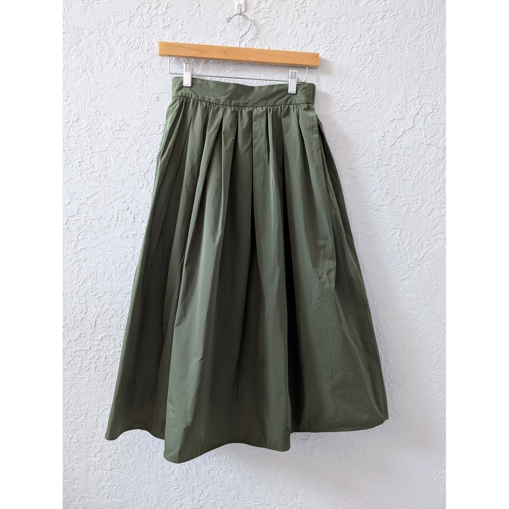 Journal Standard Skirt Womens 38 M Polyester Olive Green Pleated Midi Made Japan